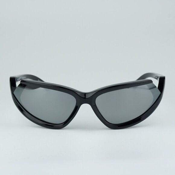 NEW Balenciaga BB0289S 001 Black Silver Mirror Wraparound Unisex Sunglasses main image 9